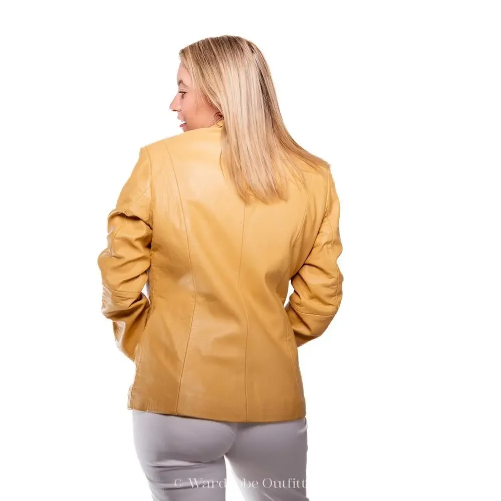 Wilsons Tan Leather Moto Jacket Blazer - Picture 8 of 10
